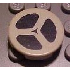 Part 4150px25 White Tile, Round 2 x 2 with Movie-Tape Reel Pattern 